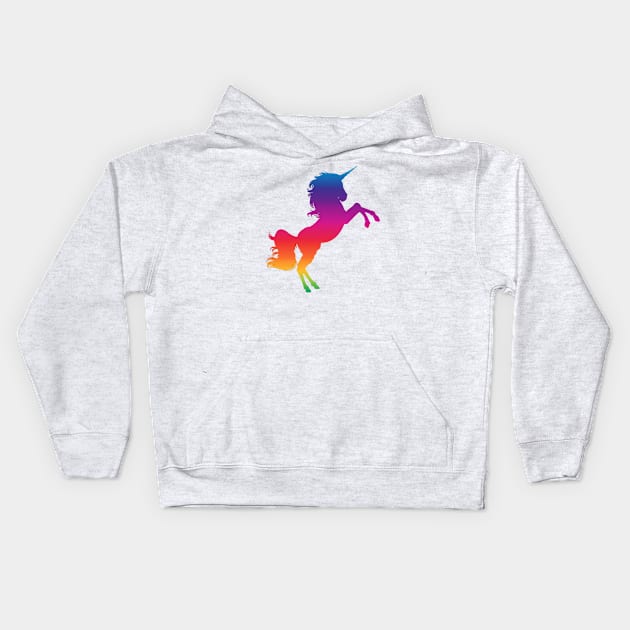 Unicorn Rainbow Sillhouette Kids Hoodie by snknjak